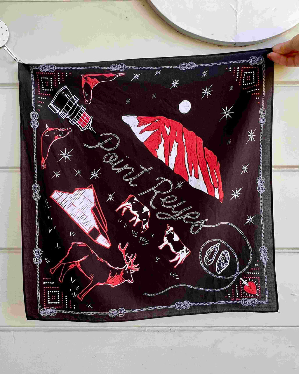 Point Reyes Bandana — Black, Red & White Cotton Bandana